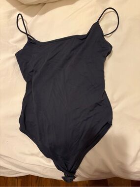 Aritzia Navy Blue One-Piece Bodysuit with Thin Straps